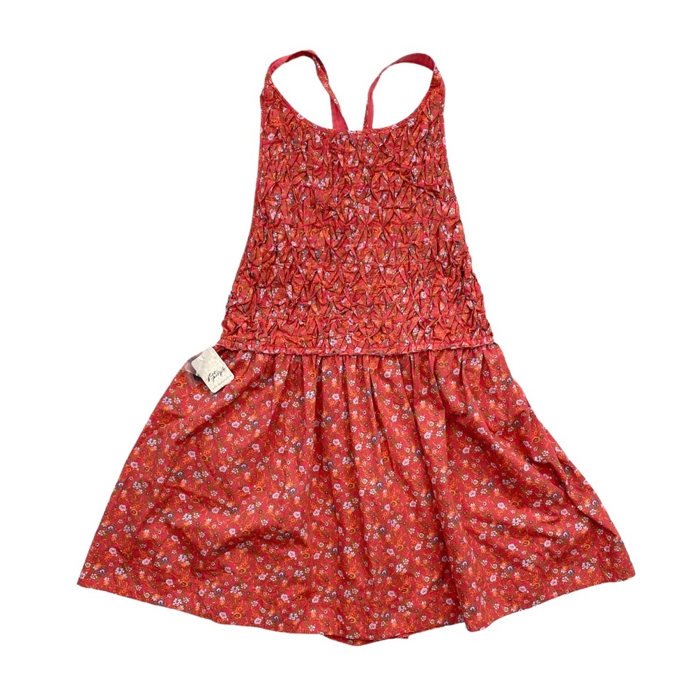 Free People Nwt Poppy Combo Apron Style Cross Straps Floral Petunia Mini Dress